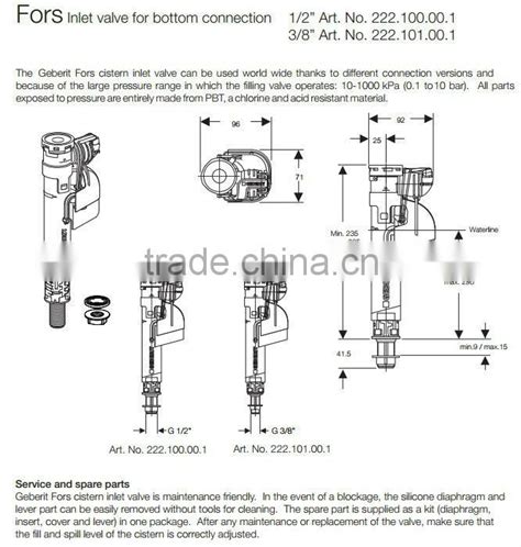 Typ Geberit Filling Valve With Silent Adjustable Bottom For Toilet