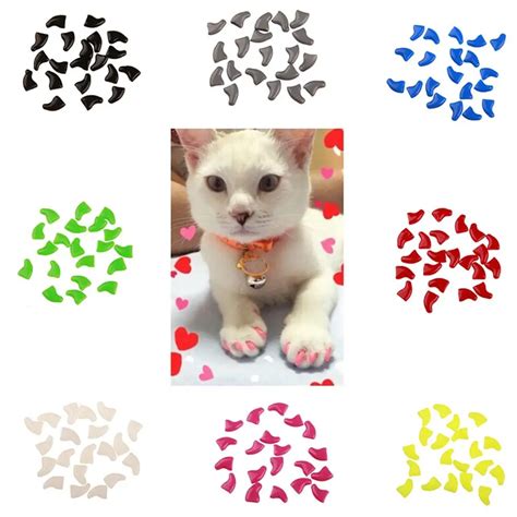 20Pcs Soft Plastic Colorful Cat Nail Caps Paw Claw Protector Cover with Glue Cat Pet Supply-in ...