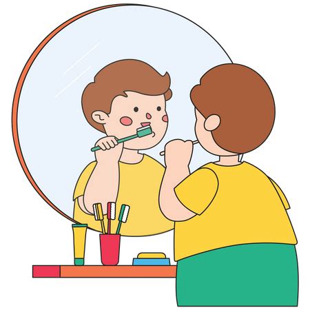 Child Brushing Teeth Illustration