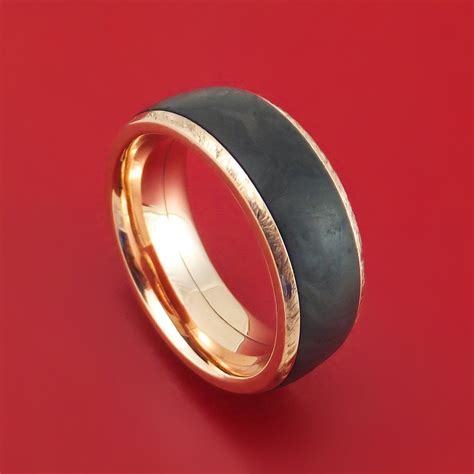 K Gold And Forged Carbon Fiber Ring Custom Made Band Carbon Fiber