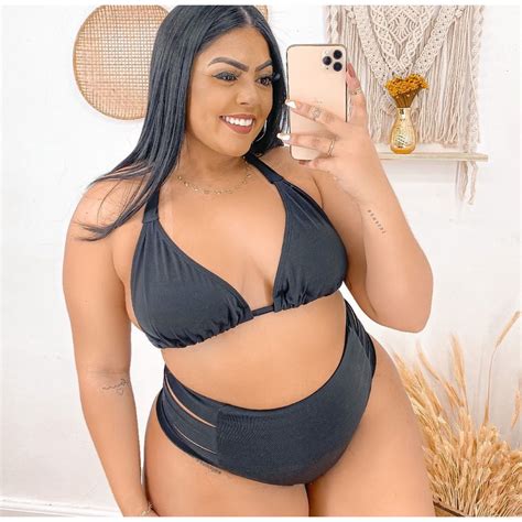 Biquini Plus Size De Cintura Alta Hot Pants Cortininha Faixas Moda Praia Ver O Shopee Brasil