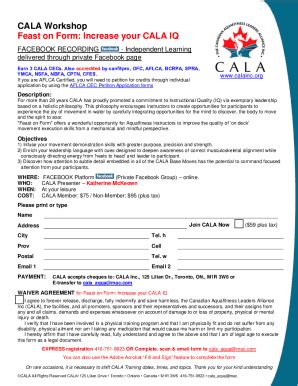 Fillable Online Feast On Form Increase Your CALA IQ Fax Email Print