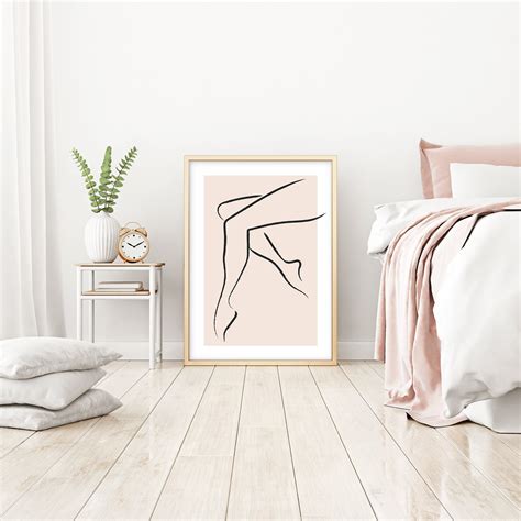 Female Legs Line Drawing Nude Line Art Print Modern Minimalist Woman Printable Large Wall Art