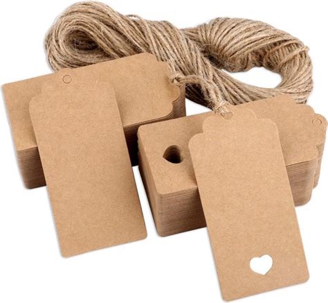 H S Gift Tags 120 Stks Bruin Kraft Papier Tags Met String Voor Kerst