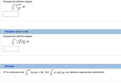 Solved Evaluate The Definite Integral Integral 1 2 Chegg