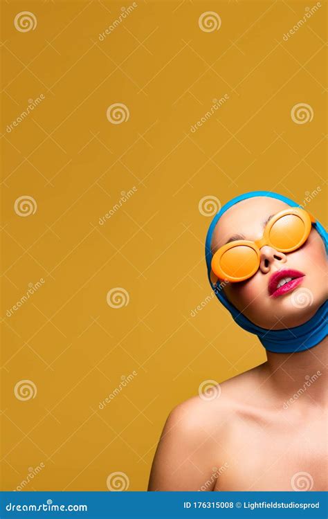 Elegant Naked Girl In Scarf And Stock Photo Image Of Trendy Seductive