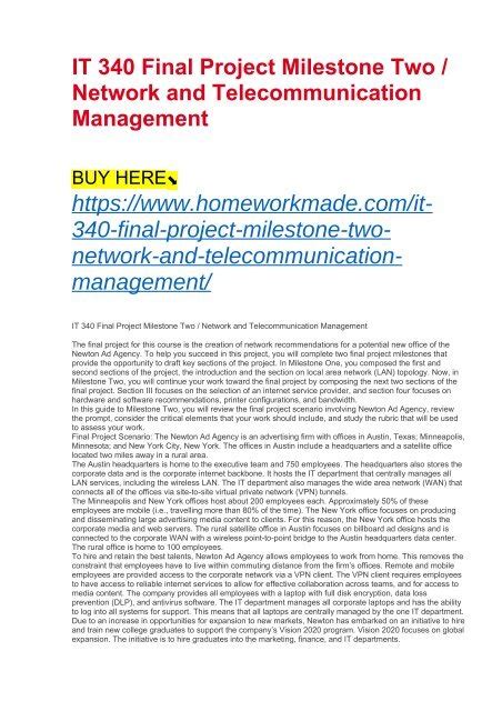 It Final Project Milestone Two Network And Telecommunication