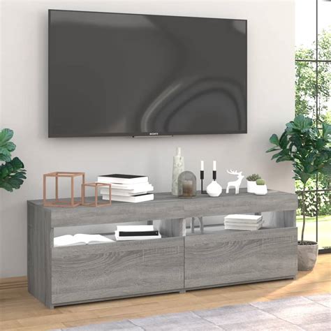 Cikonielf Meubles TV 2 pcs avec lumières LED Sonoma gris 60x35x40 cm