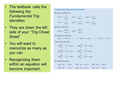 Lesson 51 Using Trig Identities The Textbook Calls The Following The