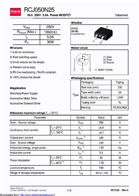 Rcj050n25 8655569 Pdf Datasheet Download Ic On Line