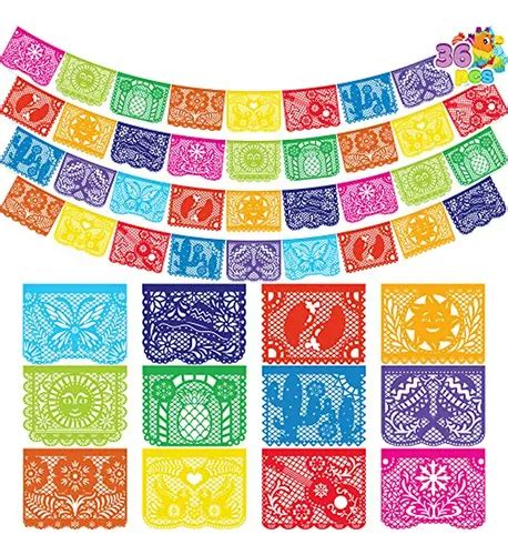 Papel Picado Mexicano 4 Paquetes Con 9 Banderines Compat Envío Gratis