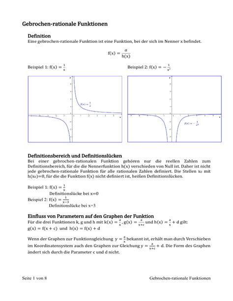 Gebrochen Rationale Funktionen