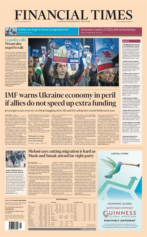 Financial Times Front Page Th Of December Tomorrow S Papers Today