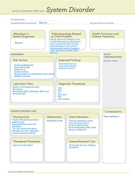 System Disorder Template Seizure Active Learning Templates System