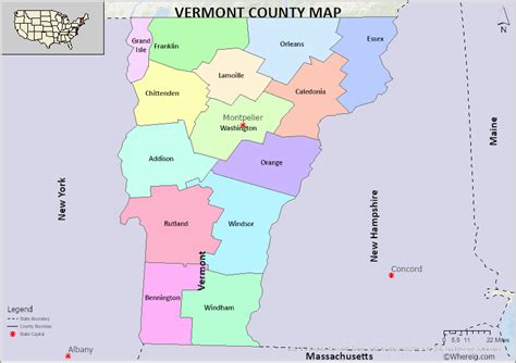 Vermont County Map List Of Counties In Vermont And Their County Seats