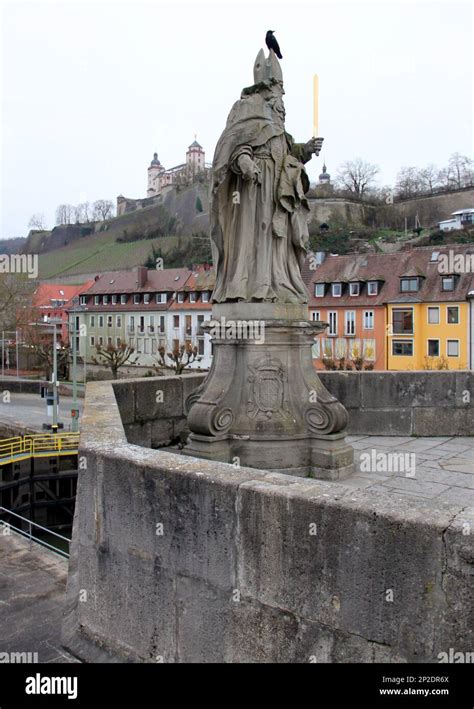 St Burkardus Statue On The Old Main Bridge Alte Mainbruecke