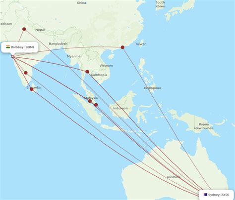 All Flight Routes From Mumbai To Sydney Bom To Syd Flight Routes