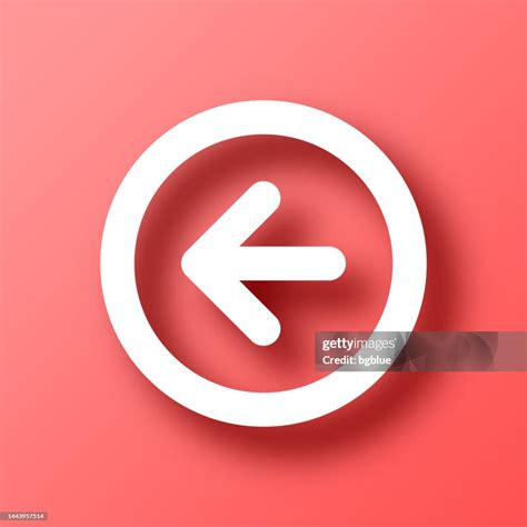 Left Arrow Button Icon On Red Background With Shadow High Res Vector