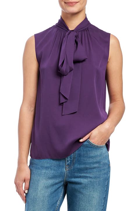 Theory Scarf Tie Sleeveless Stretch Silk Blouse Nordstrom Blouse