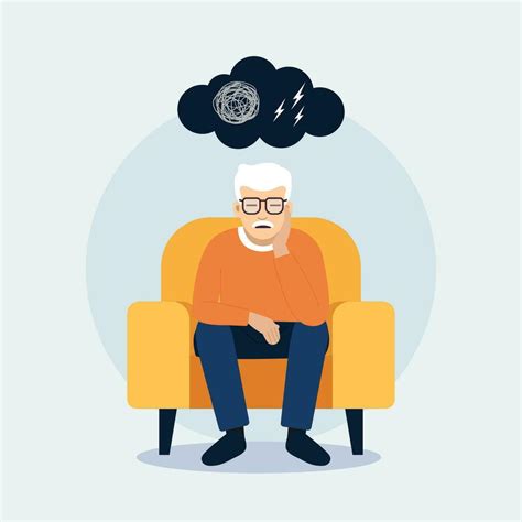 Anxious Senior Man Sitting On Sofa Flat Design Style Vector Illustration 25721572 Vector Art