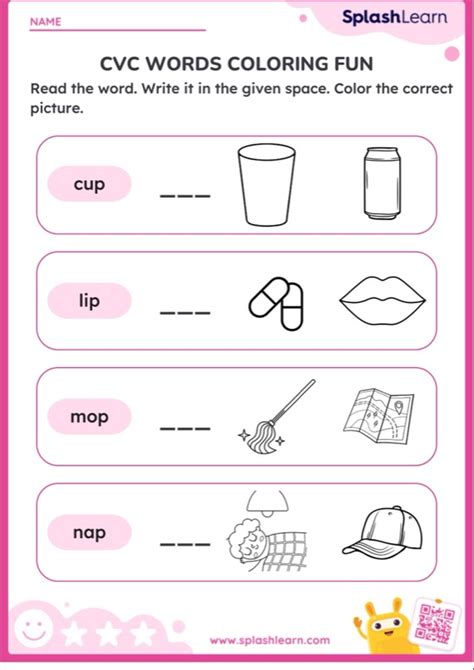 Cvc Words Coloring Fun — Printable Ela Worksheet