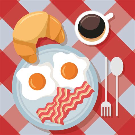 Cute breakfast table top view 1950148 Vector Art at Vecteezy