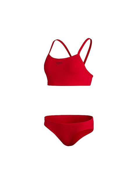 SPEEDO Damen Bikini Essential Endurance Thinstrap Rot