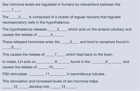 Solved Sex Hormone Levels Are Regulated In Humans By Chegg