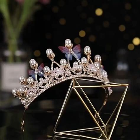 Fairy Butterfly Princess Tiara Crown Gold Pearl | Lazada PH