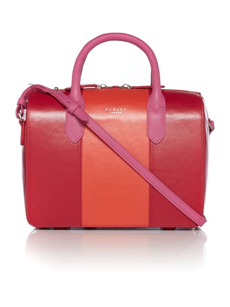 Radley Bloomsbury Colourblock Pink Small Round Tote Bag in Pink | Lyst