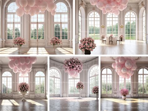 15 Pink Balloon Backdrop, Digital Backdrops, Maternity Digital ...