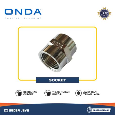 Jual ONDA Socket Chrome Metal Sambungan Fitting Drat Dalam Pipa Besi 1