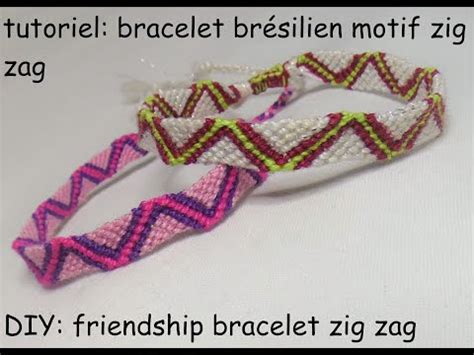 Tutoriel bracelet brésilien motif zig zag tressage endroit DIY