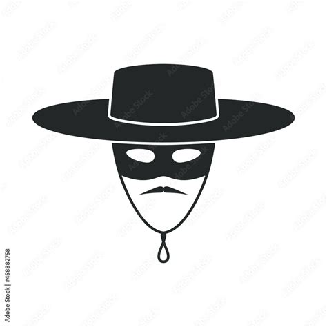 Zorro mask graphic icon. Hat, mask and mustache sign isolated on white ...