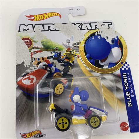 Mattel Hot Wheels Mario Kart 1 64 Blue Yoshi Standard Kart Diecast Car 2 Packs Ebay