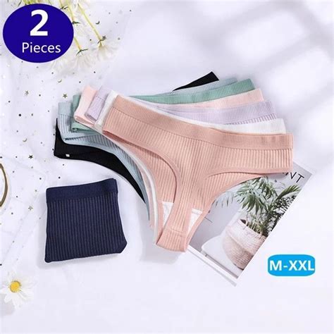 Culotte string en coton pour femme sous vêtement sexy taille basse bikini grande taille 2 pièces
