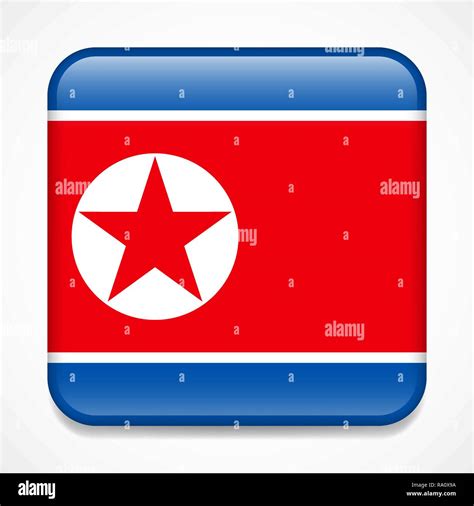 Flag Of North Korea Square Glossy Badge Stock Vector Image Art Alamy