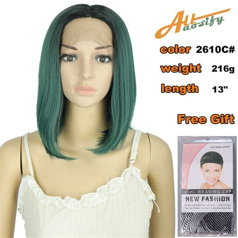 Allaosify grøn farve syntetisk hår blonde parykker Grandado