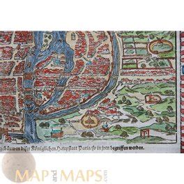 Statt Paris by Sebastian Münster antique woodcut map 1561