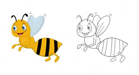 premium vector happy cartoon bee   art bee sketch color