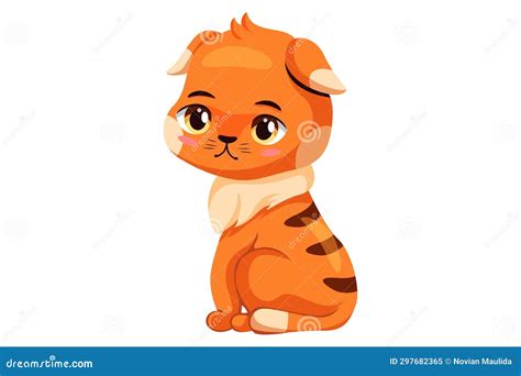 Cute Orange Cat Cartoon Character Design Stock Illustration