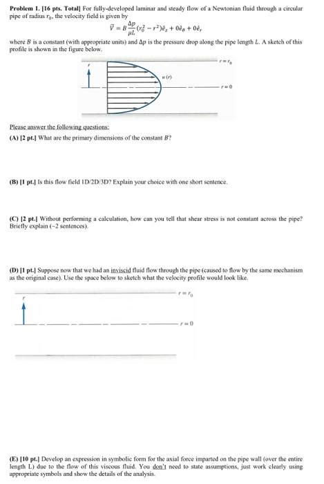 Solved For Fully Developed Laminar And Study Flow Of An