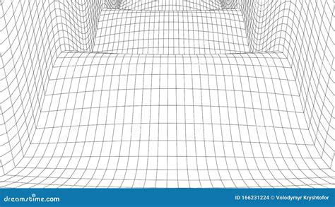 Vector Curved Perspective Grid Detailed Lines On White Background