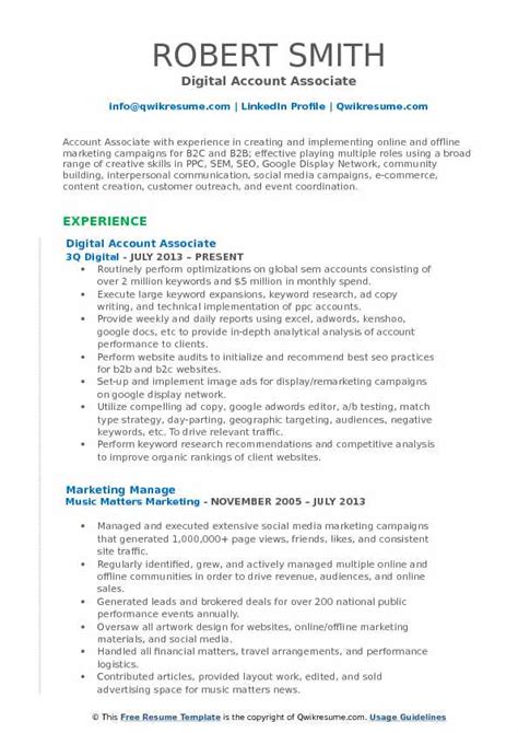 Account Associate Resume Samples Qwikresume