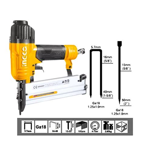 INGCO 2 In 1 Combo Air Brad Nailer Gun With 1200pcs Accessories Free