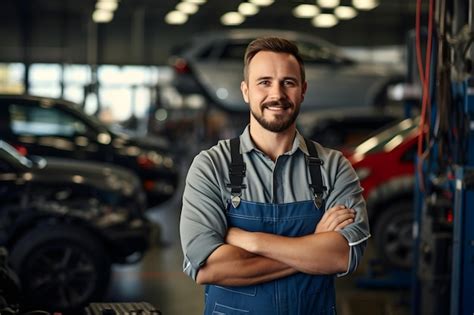 Premium AI Image | Photo of a mechanic man in a car repair shop