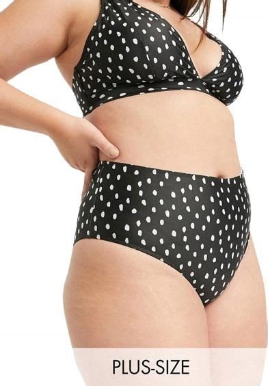 Czarny D Od Bikini Z Podwy Szonym Stanem Groszki Plus Size Ceny