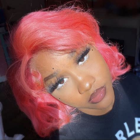 Pink hair pink wig pink lace front wig pink Bob nicki Minaj lace frontals black queen black girl ...