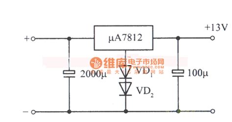 7812三端稳压器电路图 三端稳压器7812接线图 三端稳压器扩流电路图 大山谷图库