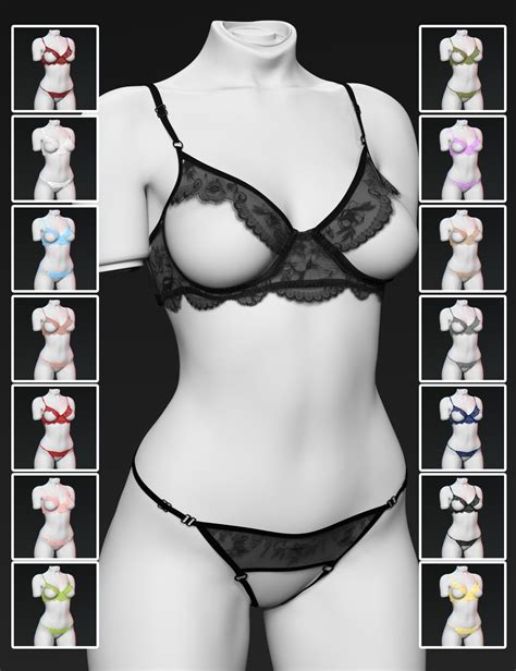 X Fashion Eyelash Lace Lingerie For Genesis 9 Daz 3D